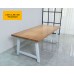 Rustic Solid Wood Industrial Dining Table / Desk / Meeting Table - Chunky Timber / White Steel Legs (A-Frame Legs) - 1.5m (150cm) / 1.8m (180cm) / 2m(200cm) c/w White A-FrameLegs x 2 4-8 Persons - SQUARE EDGE